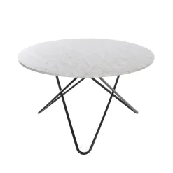 Table à manger Big O Table, marbre de Carrare, structure noire