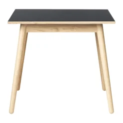 Table à manger C35A 82x82 cm, Linoléum noir – chêne naturel, vernis à base d’eau