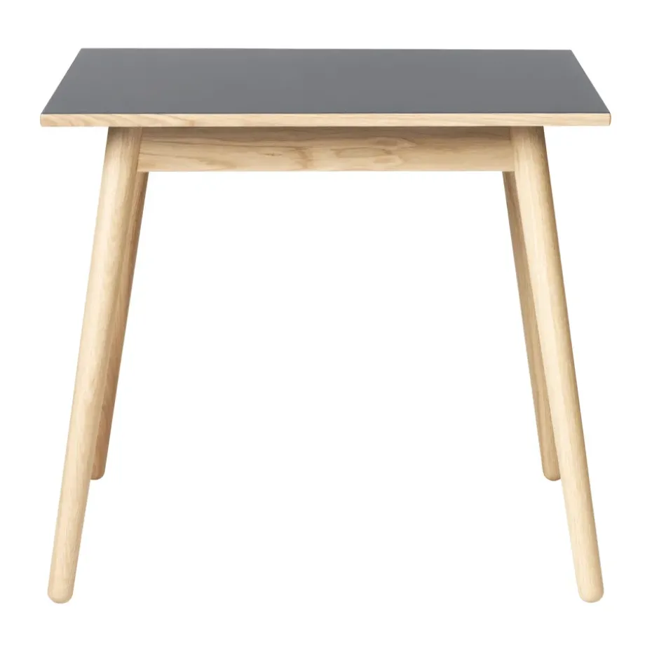 Table à manger C35A 82x82 cm, Linoléum gris clair – chêne naturel, vernis à base d’eau