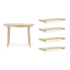 Table à manger Carl bouleau, Huilé naturel, 4 rallonges + pied de support