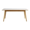 Table à manger C35B 82x160 cm, Linoléum gris clair – chêne naturel, vernis à base d’eau