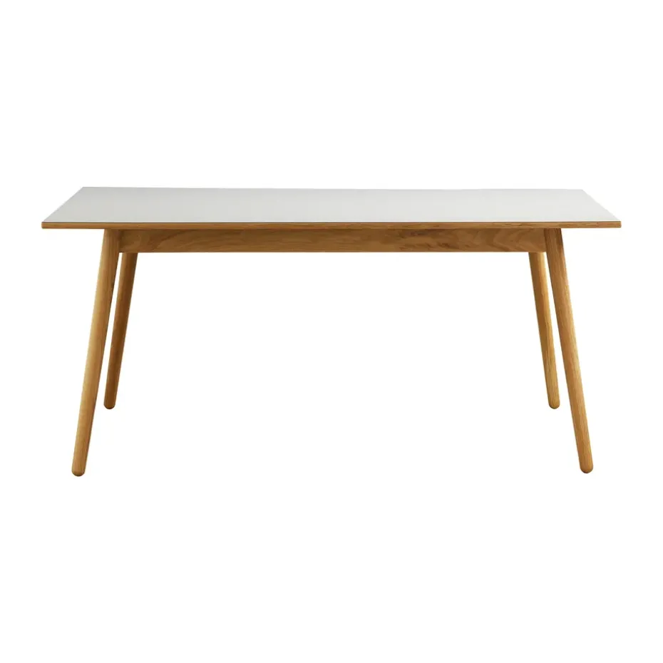 Table à manger C35B 82x160 cm, Linoléum gris clair – chêne naturel, vernis à base d’eau