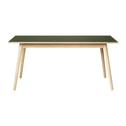 Table à manger C35B 82x160 cm, Linoléum olive – chêne naturel, vernis à base d’eau