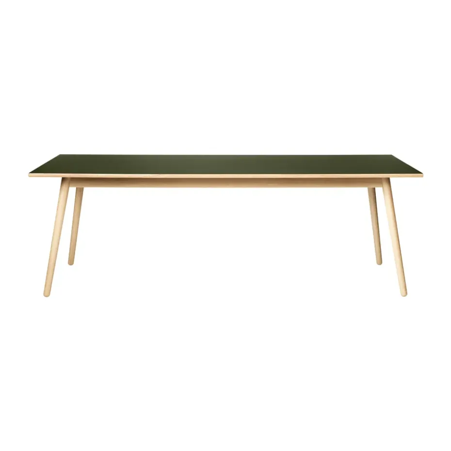 Table à manger C35C 95x220 cm, Linoléum olive – chêne naturel, vernis à base d’eau