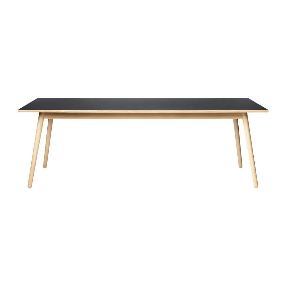 Table à manger C35C 95x220 cm, Linoléum noir – chêne naturel, vernis à base d’eau