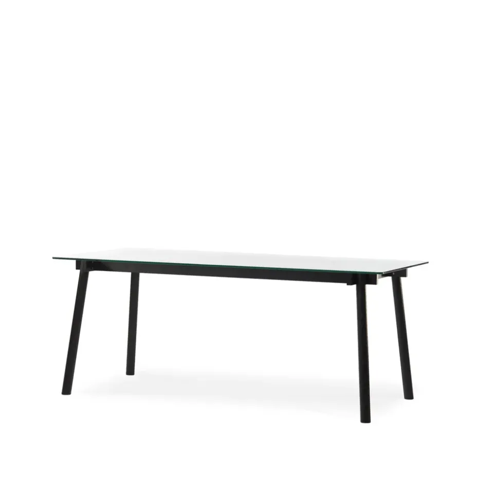 Table à manger Corners, chêne lasuré noir, verre