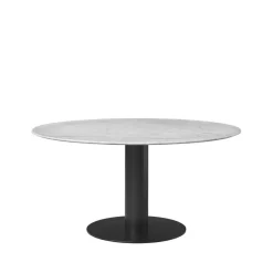 Table à manger Gubi 2.0, marble white, ø150, structure noire