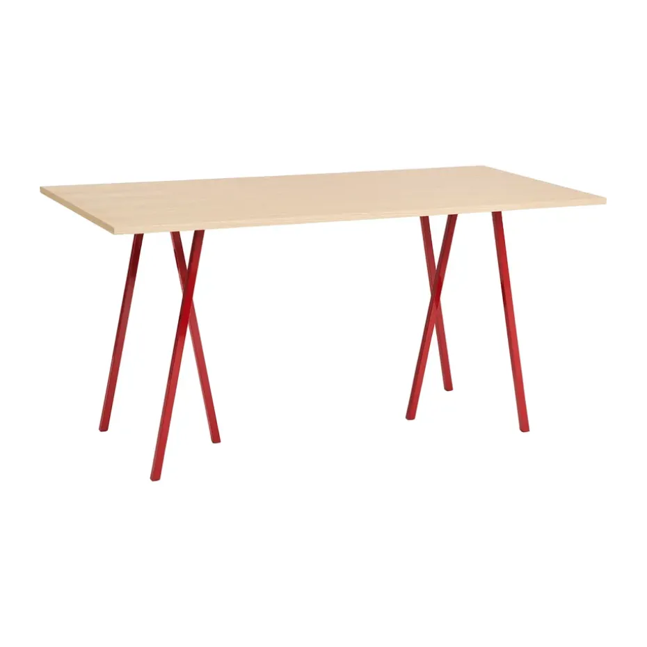 Table à manger Loop Stand incl. support 92,5x200 cm, Maroon red-clear lacq. oak