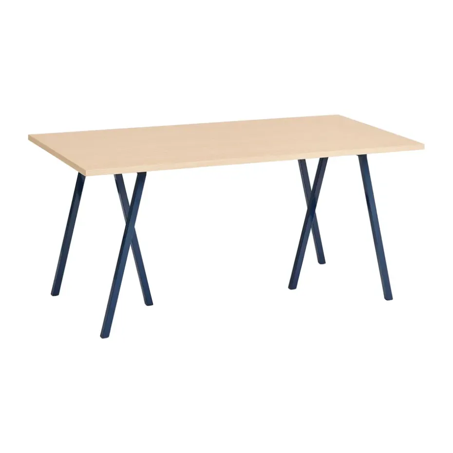 Table à manger Loop Stand incl. support 77,5x160 cm, Deep blue-clear lacq. oak