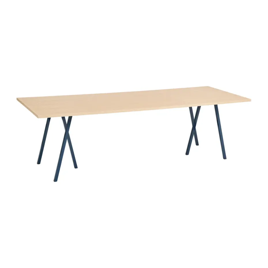 Table à manger Loop Stand 92,5x250 cm, Deep blue-clear lacq. oak