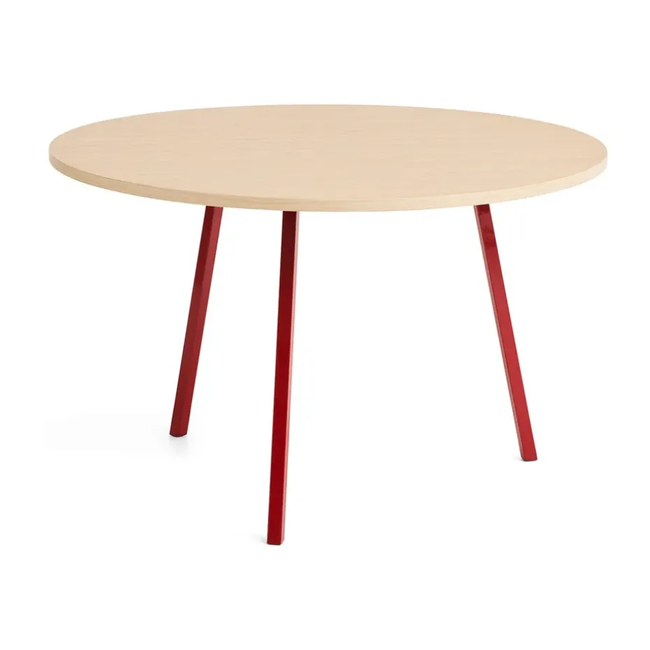 Table à manger Loop Stand Ø120 cm, Maroon red-clear lacq. oak