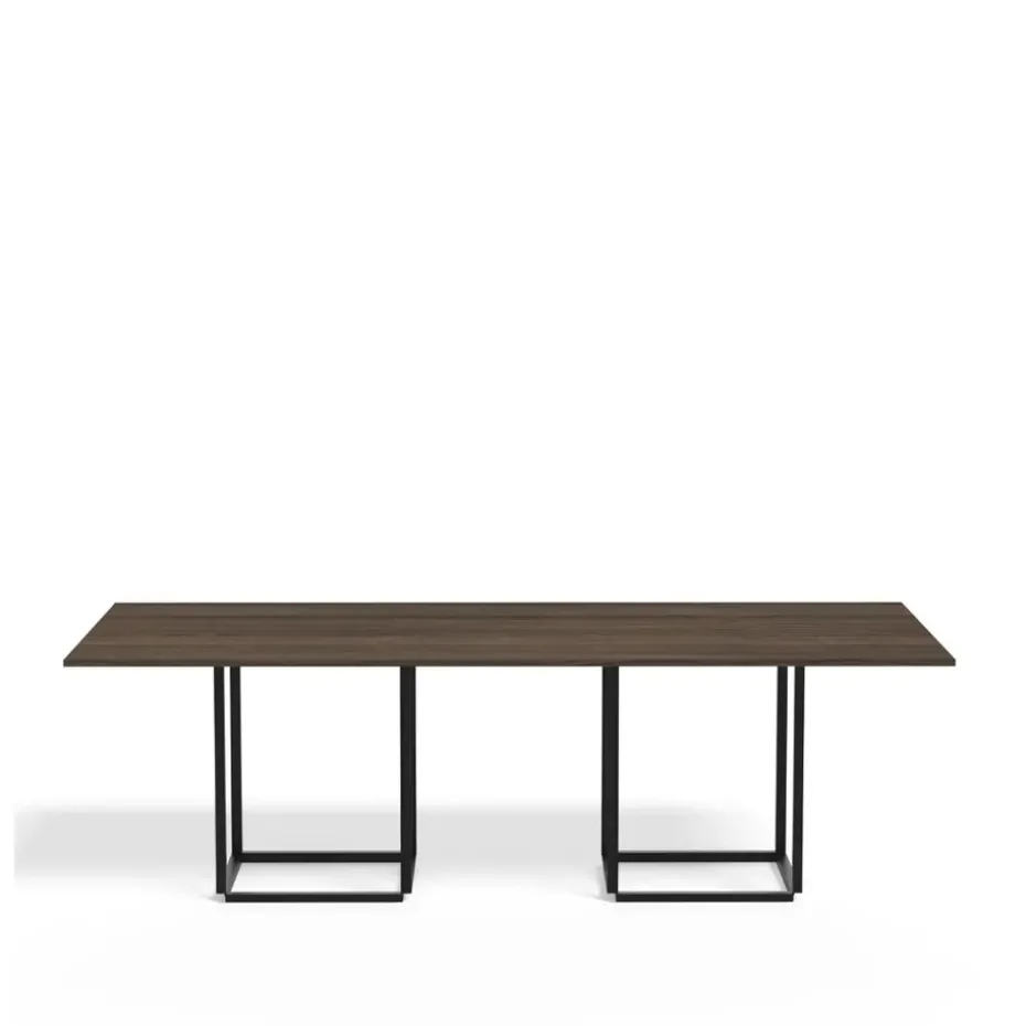 Table à manger rectangulaire Florence, walnut, structure noire