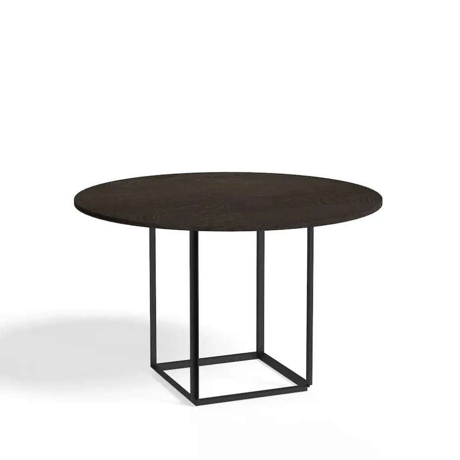Table à manger ronde Florence, smoked oak, ø 120 cm, structure noire