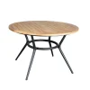 Table à manger ronde Joy, Teck-Lava grey Ø120 cm