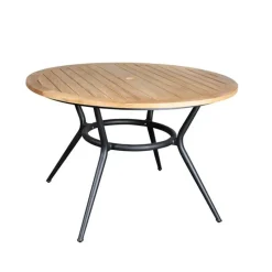 Table à manger ronde Joy, Teck-Lava grey Ø120 cm