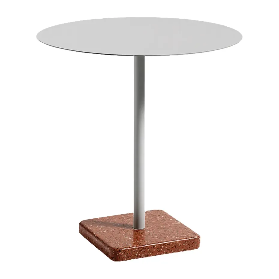 Table à manger Terrazzo Ø70 cm, Red terrazzo-sky grey
