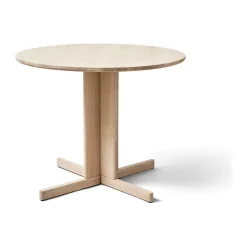 Table à manger Trefoil Ø90 cm, Chêne blanc