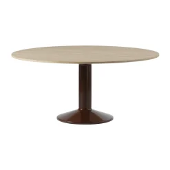 Table à pied central Midst, Oiled oak-dark red, Ø160 cm