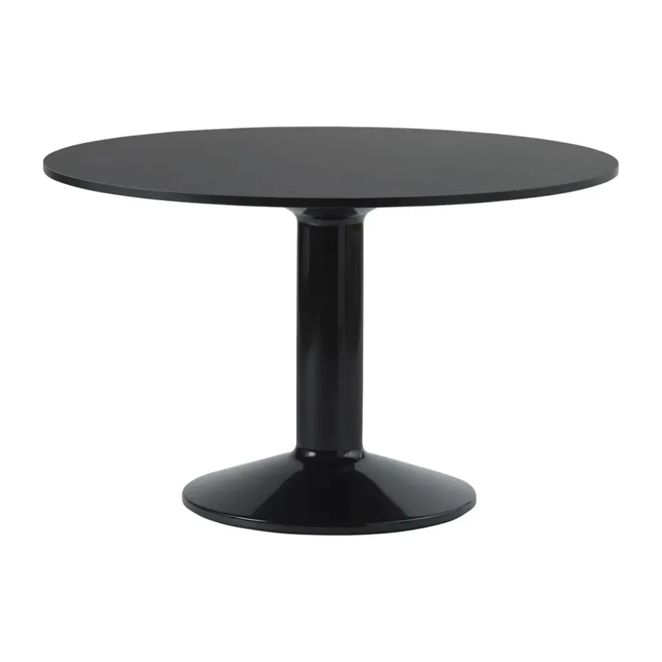 Table à pied central Midst, Black linoleum-black, Ø120 cm
