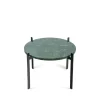 Table à plateau simple, marbre vert, socle noir