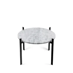 Table à plateau simple, marbre blanc, support noir