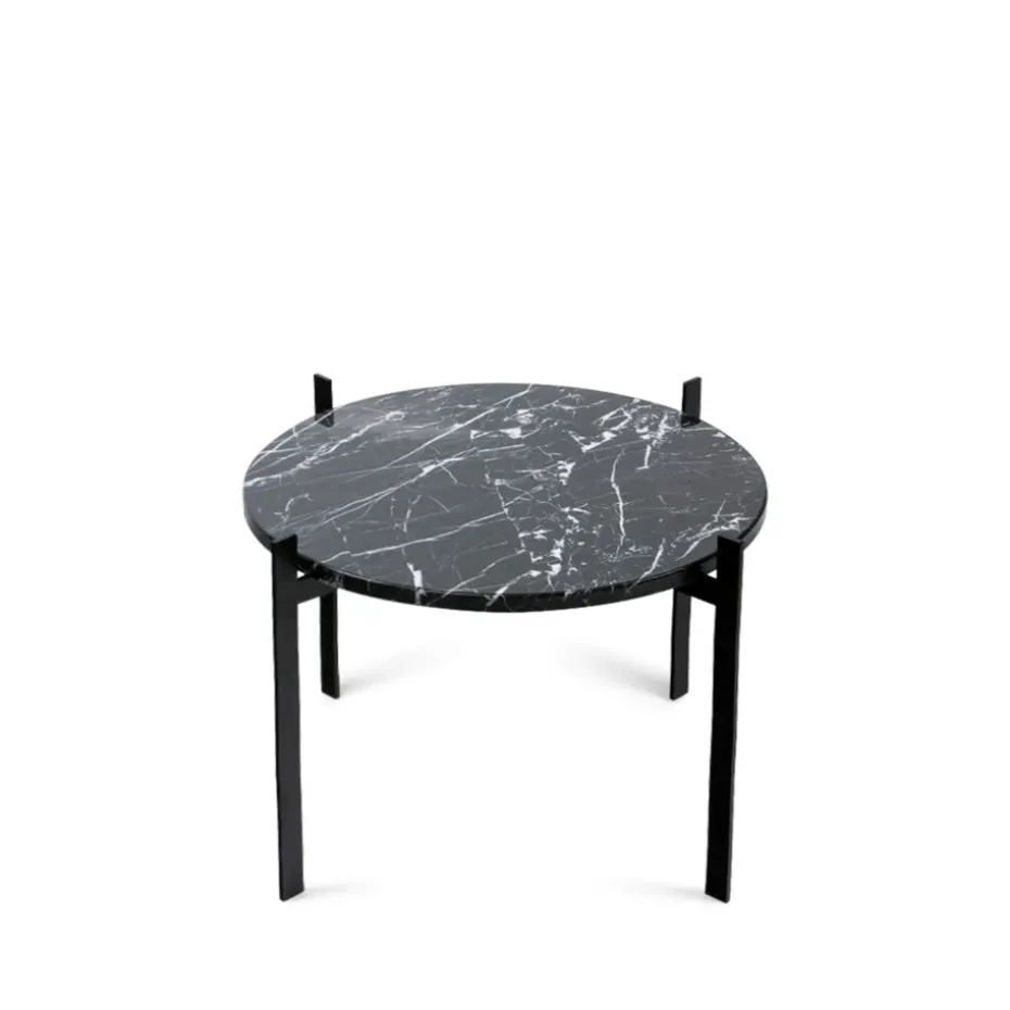Table à plateau simple, marbre noir, support noir