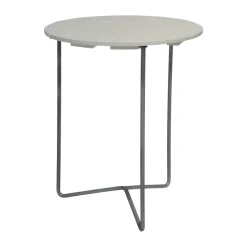 Table 6B, Chêne laqué blanc - pieds galvanisés, Ø60 cm