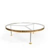 Table basse 14, verre, structure en acier laqué, plaque en laiton
