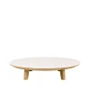 Table basse Aspect, Travertin-teak