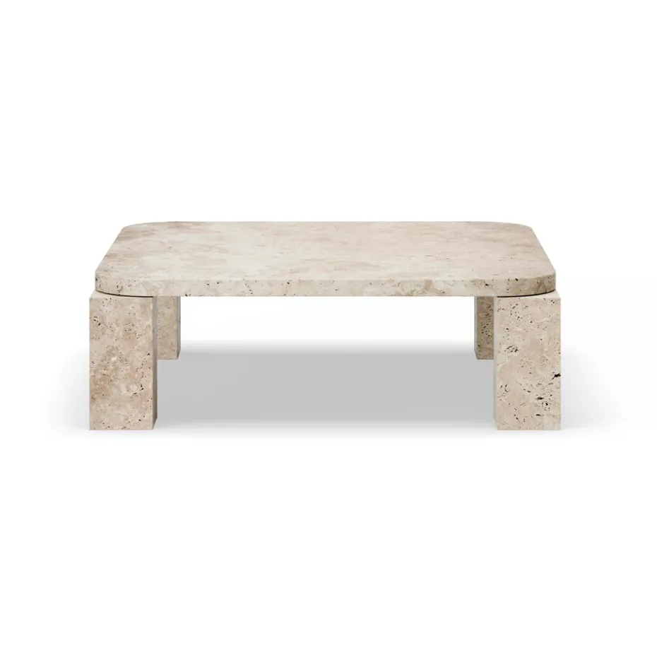 Table basse Atlas 82x82 cm, Unfilled Travertine