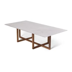 Table basse Big Ninety 70x140 cm, dessous en chêne fumé, Marbre blanc