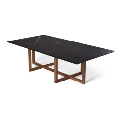 Table basse Big Ninety 70x140 cm, dessous en chêne fumé, Marbre noir