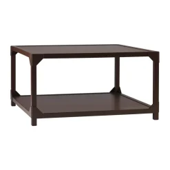 Table Basse Bleck 75x75 cm placage, Marque-page brun foncé teinté