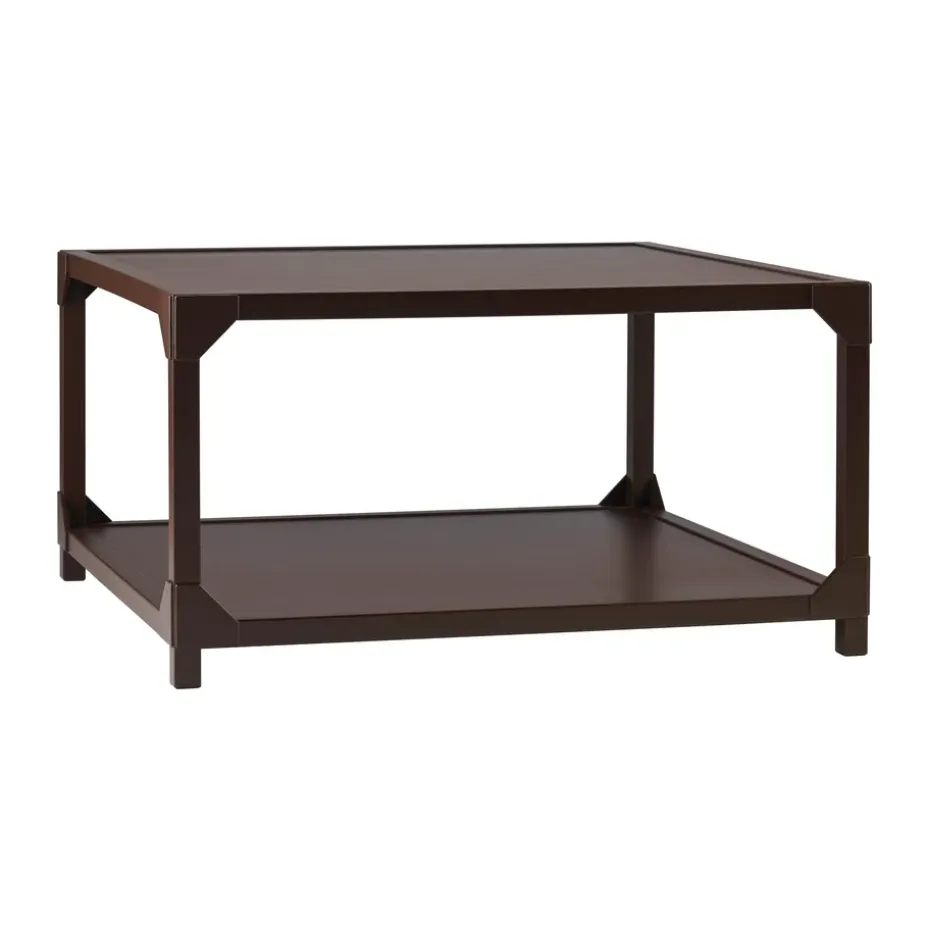 Table Basse Bleck 75x75 cm placage, Marque-page brun foncé teinté