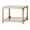 Table Basse Bleck 75x75 cm verre, Hêtre-naturel