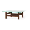 Table basse Brasilia 100x100 cm, Walnut-clear glass