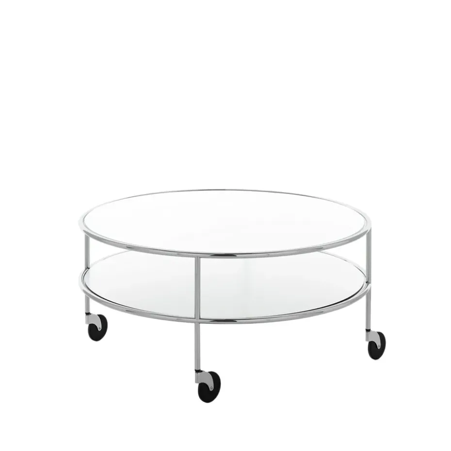 Table basse Chicago III, Stratifié blanc-chrome