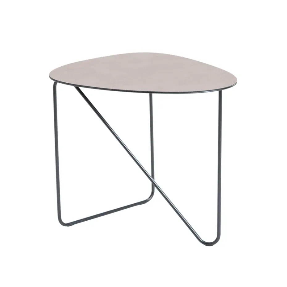 Table basse Curve, cuir warm grey, bull, m