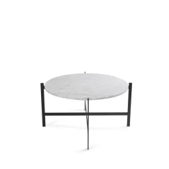 Table basse Deck, marbre blanc, support noir