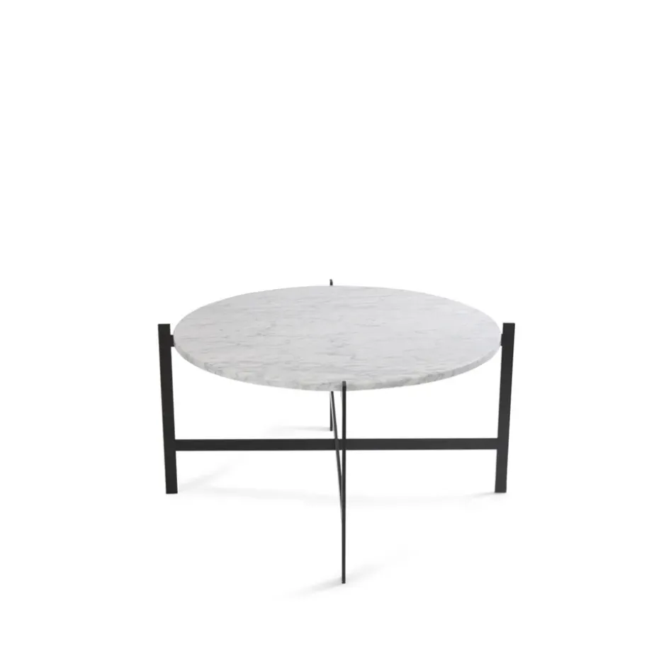 Table basse Deck, marbre blanc, support noir