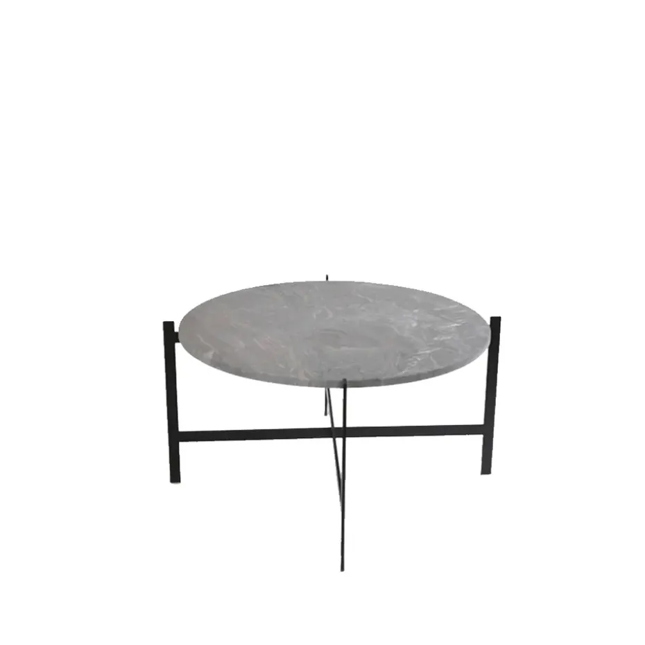 Table basse Deck, Marbre gris, support noir
