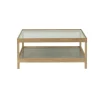 Table basse Ima 90x90 cm, Chêne blanchi pigmenté mat laqué – plateau en calcaire