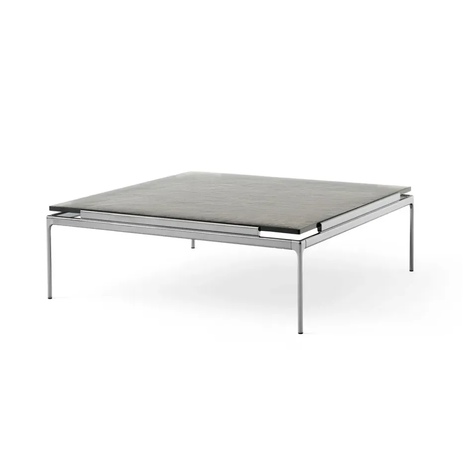 Table basse LN13 Sett, Smoked cast glass-dark chrome