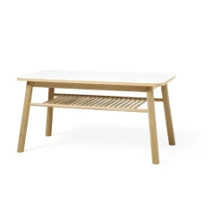 Table basse Mino, blanc/chêne