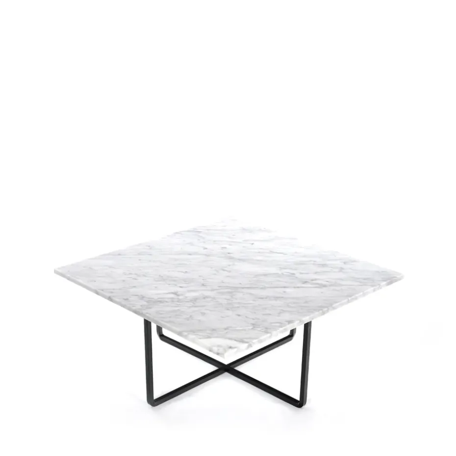 Table basse Ninety, marbre de Carrare, support noir