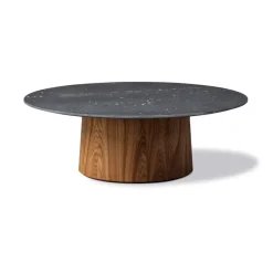 Table basse Niveau Ø110cm, Black Marquina-ash brown stained
