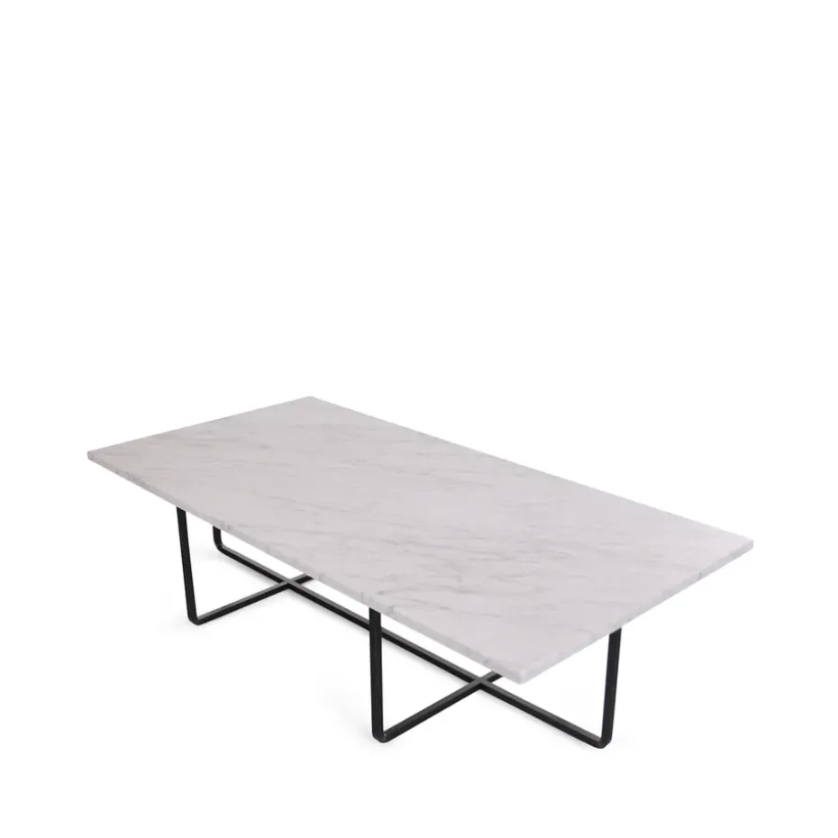 Table basse rectangulaire Ninety, marbre de Carrare, support noir