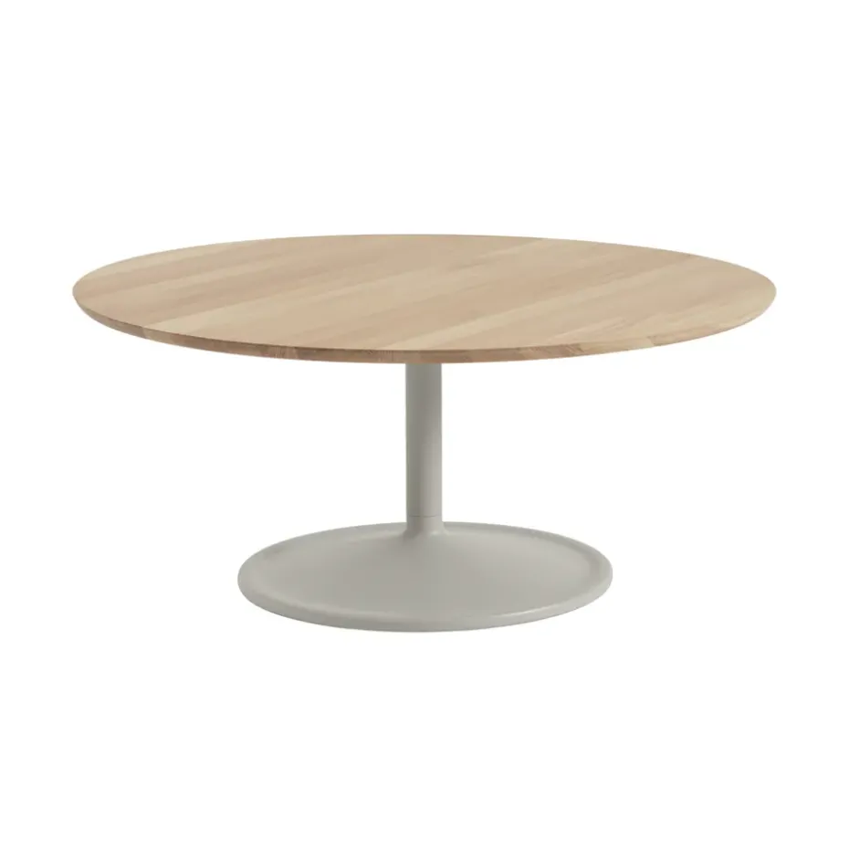 Table basse Soft Ø95 cm, Solid oak-grey