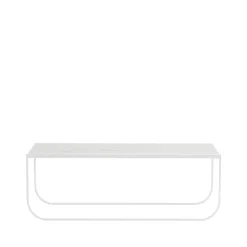Table basse Tati Lounge Low, blanc marbre, support laqué blanc
