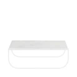 Table basse Tati Low, marbre blanc, support blanc